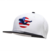 Flying Eagle Logo Embroidered Two Tone Cotton Twill Flat Cap