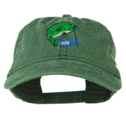 Bass Fishing Embroidered Washed Cap