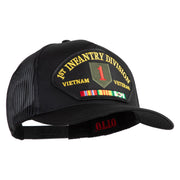 1st Infantry Division Vietnam Veteran Patched Solid Cotton Twill 5 panel Mesh Back Cap - Black OSFM