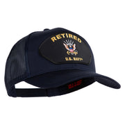 Retired US Navy Patched Solid Cotton Twill Mesh Cap - Navy OSFM