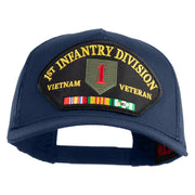 1st Infantry Division Vietnam Veteran Patched Solid Cotton Twill 5 panel Mesh Back Cap - Navy OSFM