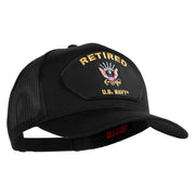 Retired US Navy Patched Solid Cotton Twill Mesh Cap - Black OSFM