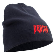 Desire Embroidered 8 Inch Short Beanie - Navy OSFM