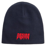 Desire Embroidered 8 Inch Short Beanie - Navy OSFM