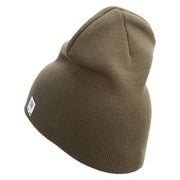 U.S. Marine Corps 1st Marine Division Symbol Embroidered 8 Inch Solid Knit Short Beanie Made in USA - Olive OSFM