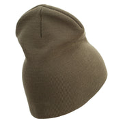 U.S. Marine Corps 1st Marine Division Symbol Embroidered 8 Inch Solid Knit Short Beanie Made in USA - Olive OSFM