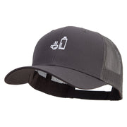 Cute Rest Icon Embroidered Solid Cotton Twill Low Profile Nylon Mesh Back Cap - Charcoal OSFM