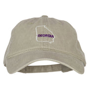 Georgia with Map Outline Embroidered Washed Cotton Twill Cap