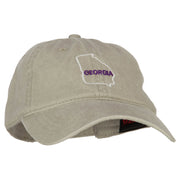 Georgia with Map Outline Embroidered Washed Cotton Twill Cap