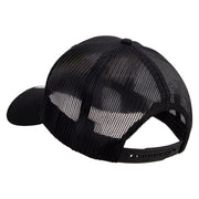 Cute Rest Icon Embroidered Solid Cotton Twill Low Profile Nylon Mesh Back Cap - Black OSFM