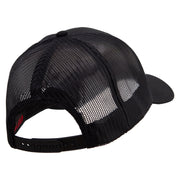 Cute Rest Icon Embroidered Solid Cotton Twill Low Profile Nylon Mesh Back Cap - Black OSFM