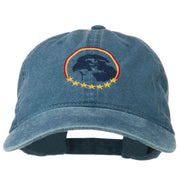 Eagle with Star Circle Embroidered Washed Cap