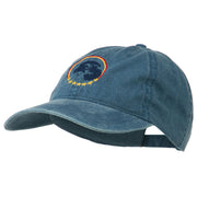 Eagle with Star Circle Embroidered Washed Cap