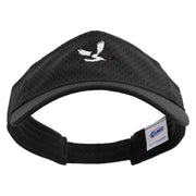 Flying Crane Icon Embroidered Athletic Jersey Mesh Sports Visor - Black OSFM