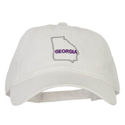 Georgia with Map Outline Embroidered Washed Cotton Twill Cap