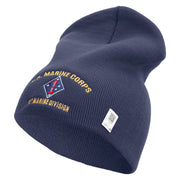 U.S. Marine Corps 1st Marine Division Symbol Embroidered 8 Inch Solid Knit Short Beanie Made in USA - Navy OSFM