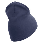 U.S. Marine Corps 1st Marine Division Symbol Embroidered 8 Inch Solid Knit Short Beanie Made in USA - Navy OSFM