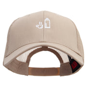 Cute Rest Icon Embroidered Solid Cotton Twill Low Profile Nylon Mesh Back Cap - Khaki OSFM