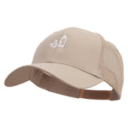 Cute Rest Icon Embroidered Solid Cotton Twill Low Profile Nylon Mesh Back Cap - Khaki OSFM