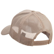 Cute Rest Icon Embroidered Solid Cotton Twill Low Profile Nylon Mesh Back Cap - Khaki OSFM