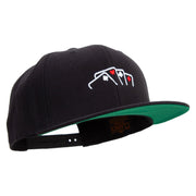 Casino Poker Card Embroidered Wool Blend Prostyle Snapback - Black OSFM