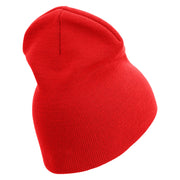 U.S. Marine Corps 1st Marine Division Symbol Embroidered 8 Inch Solid Knit Short Beanie Made in USA - Red OSFM