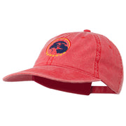 Eagle with Star Circle Embroidered Washed Cap