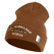 Golden Dolphin US Submarine Veteran Logo Embroidered 12 inch Cuffed Knit YP Long Beanie - Caramel OSFM
