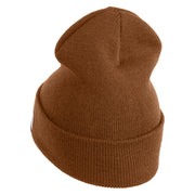 Golden Dolphin US Submarine Veteran Logo Embroidered 12 inch Cuffed Knit YP Long Beanie - Caramel OSFM