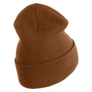 Golden Dolphin US Submarine Veteran Logo Embroidered 12 inch Cuffed Knit YP Long Beanie - Caramel OSFM