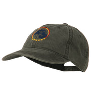 Eagle with Star Circle Embroidered Washed Cap