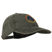 Eagle with Star Circle Embroidered Washed Cap