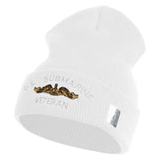 Golden Dolphin US Submarine Veteran Logo Embroidered 12 inch Cuffed Knit YP Long Beanie - White OSFM