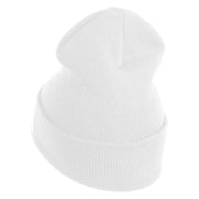 Golden Dolphin US Submarine Veteran Logo Embroidered 12 inch Cuffed Knit YP Long Beanie - White OSFM