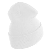 Golden Dolphin US Submarine Veteran Logo Embroidered 12 inch Cuffed Knit YP Long Beanie - White OSFM