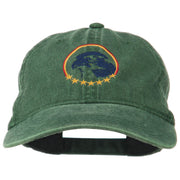 Eagle with Star Circle Embroidered Washed Cap