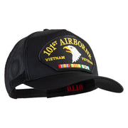 101st Airborne Vietnam Veteran Patched Solid Cotton Twill 5 panel Mesh Back Cap - Black OSFM