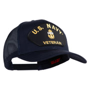 Navy USN Veteran Patched Solid Cotton Twill Mesh Cap - Navy OSFM