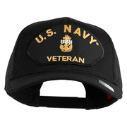 Navy USN Veteran Patched Solid Cotton Twill Mesh Cap - Black OSFM