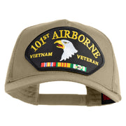 101st Airborne Vietnam Veteran Patched Solid Cotton Twill 5 panel Mesh Back Cap - Khaki OSFM