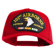 101st Airborne Vietnam Veteran Patched Solid Cotton Twill 5 panel Mesh Back Cap - Red OSFM