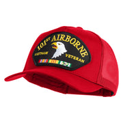 101st Airborne Vietnam Veteran Patched Solid Cotton Twill 5 panel Mesh Back Cap - Red OSFM