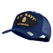 Navy USN Veteran Patched Solid Cotton Twill Mesh Cap - Royal OSFM