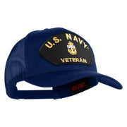 Navy USN Veteran Patched Solid Cotton Twill Mesh Cap - Royal OSFM