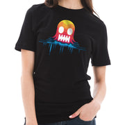 Colorful Pixel Ghost Embroidered Ring Spun Combed Cotton Short Sleeve Deluxe Jersey T-Shirt - Black XS