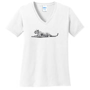 Leopard Monochrome Graphic Design Lady's V-Neck