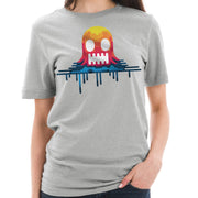 Colorful Pixel Ghost Embroidered Ring Spun Combed Cotton Short Sleeve Deluxe Jersey T-Shirt - Heather-Grey XS