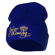 Keep Shining Embroidered Long Knitted Beanie