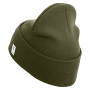 2nd Marine Division Veteran Logo Embroidered 12 Inch Solid Knit Cuff Long Beanie Made in USA - Olive OSFM