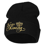 Keep Shining Embroidered Long Knitted Beanie